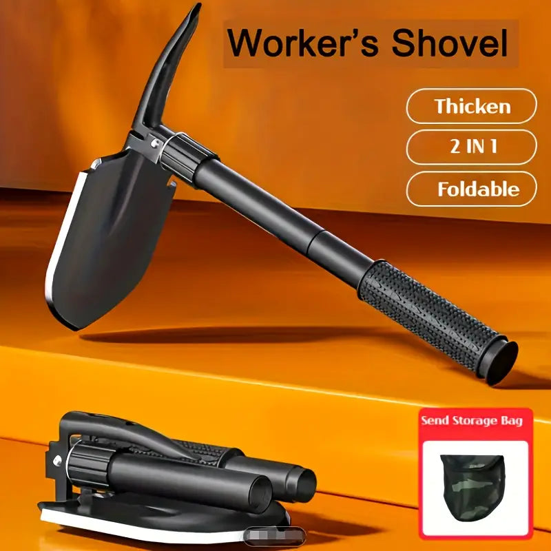 Tactical Folding Shovel - Survival Spade with Saw, Pickaxe & Camouflage Pouch, Durable Stainless Steel for Camping, Hiking & Outdoor Adventures