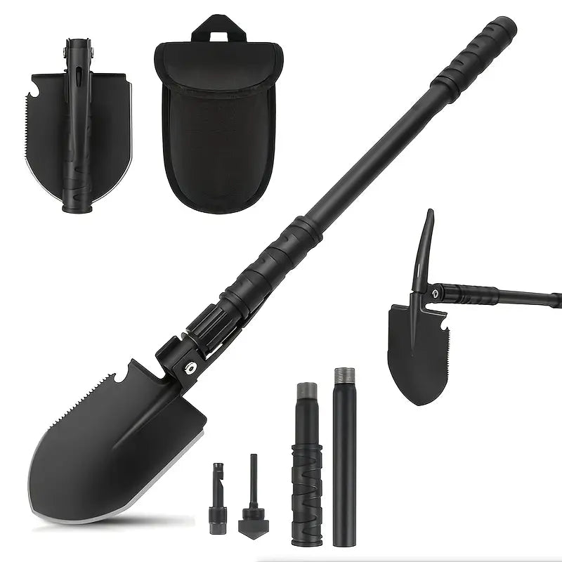 Tactical Folding Shovel - Survival Spade with Saw, Pickaxe & Camouflage Pouch, Durable Stainless Steel for Camping, Hiking & Outdoor Adventures