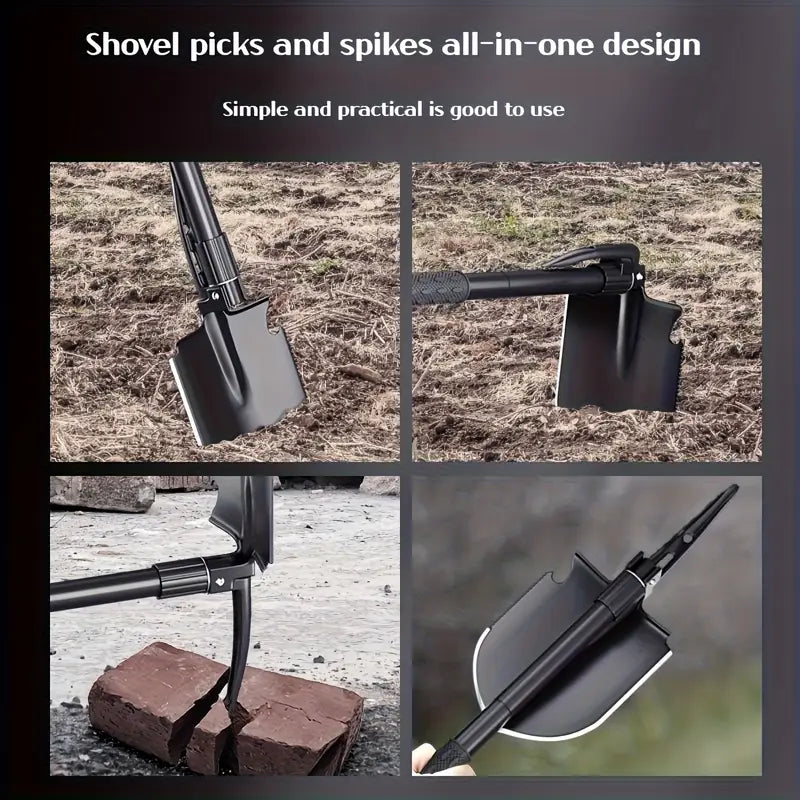 Tactical Folding Shovel - Survival Spade with Saw, Pickaxe & Camouflage Pouch, Durable Stainless Steel for Camping, Hiking & Outdoor Adventures
